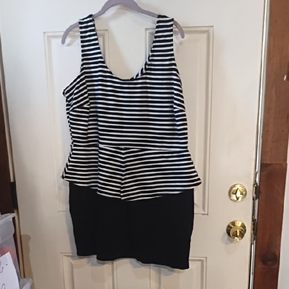 Dots Black and White Striped Dress